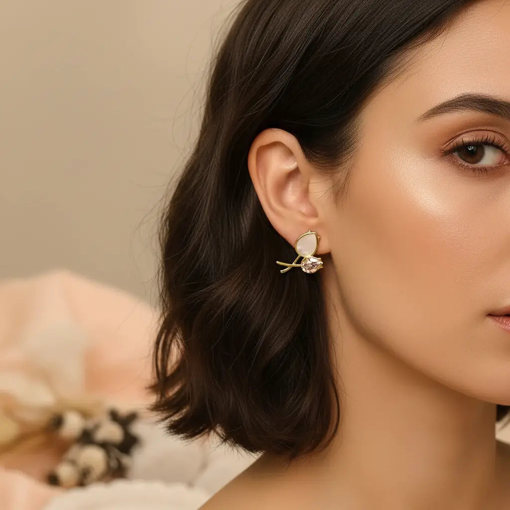 Pearl Tulip Stud Earrings