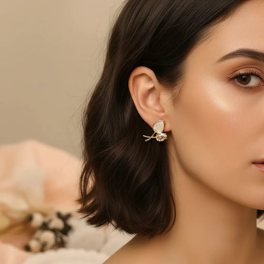 Pearl Tulip Stud Earrings
