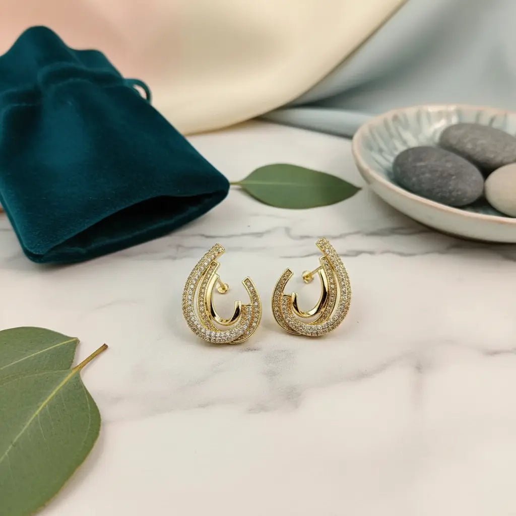 Triple Layer Crystal Earrings