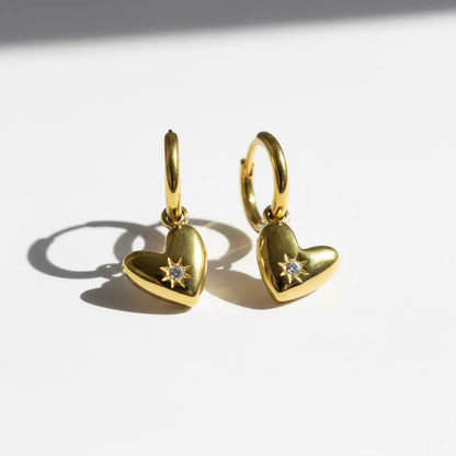 Starlit Heart Drop Hoops