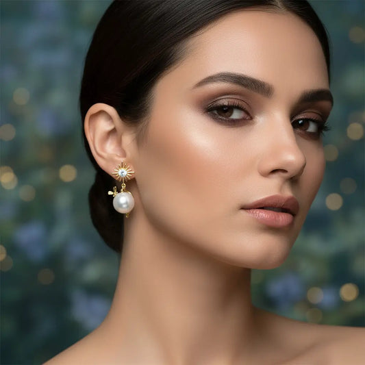 Celestial Pearl Drop Earrings