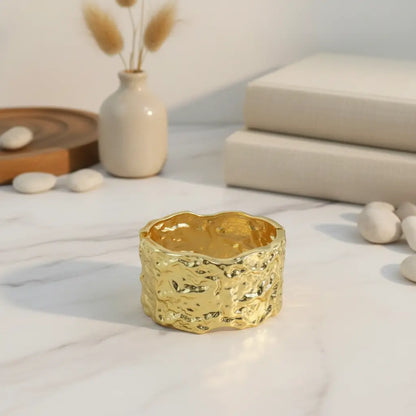 Gold Heavily Textured Wide Cuff