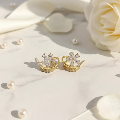 Crystal Flower Hoop Earrings