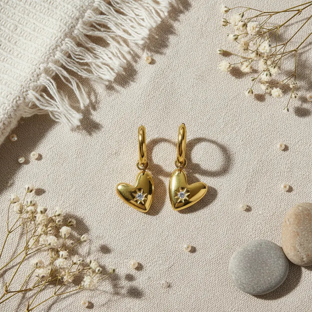 Starlit Heart Drop Hoops