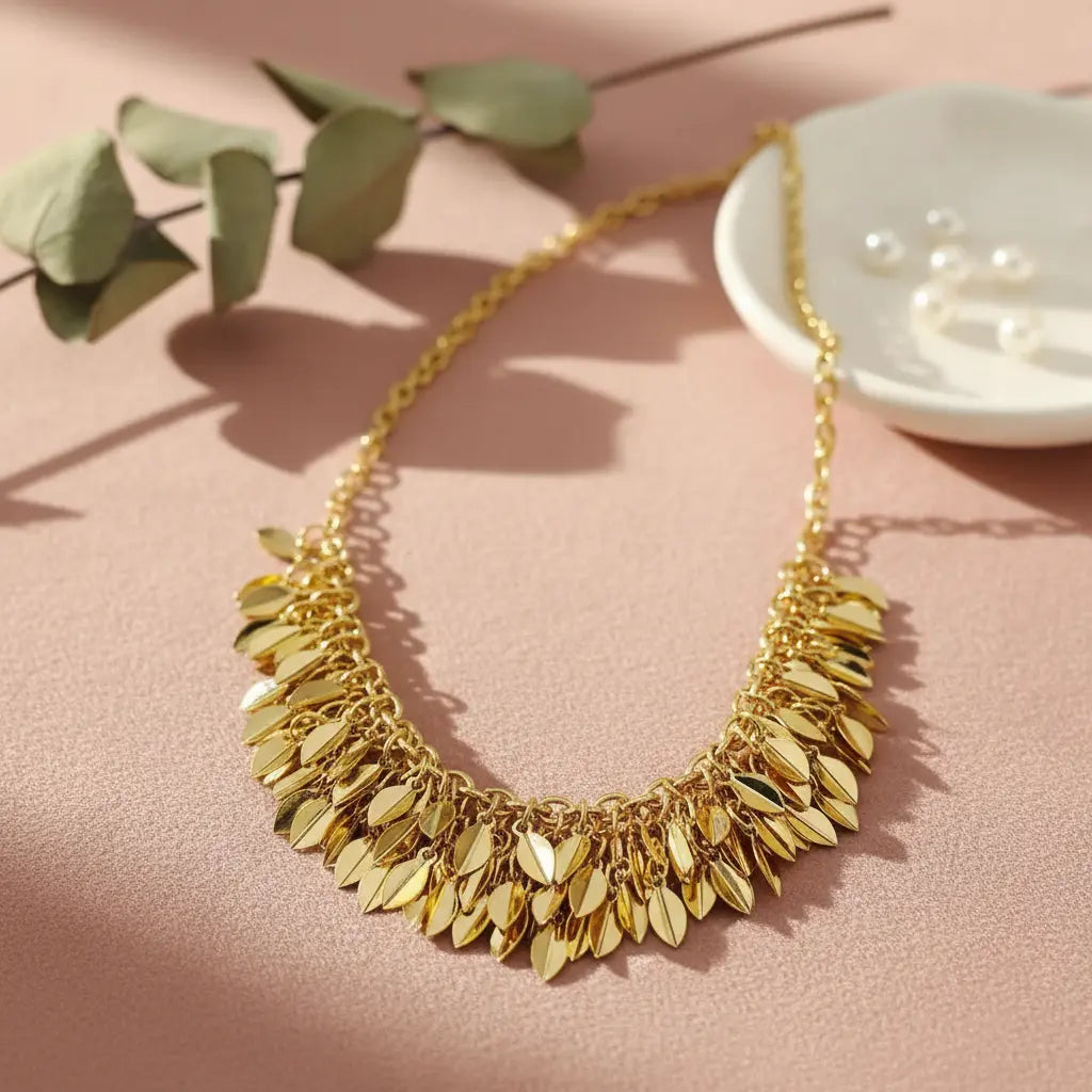 Golden Cascade Tassel Collar Necklace