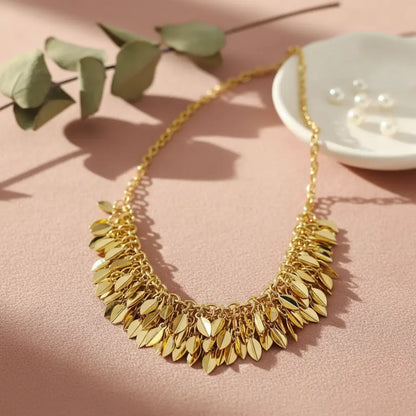 Golden Cascade Tassel Collar Necklace