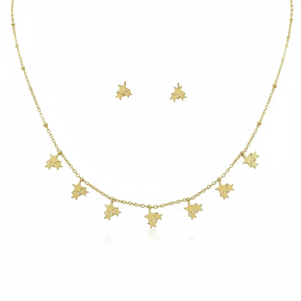 Gold Multi Star Necklace Set