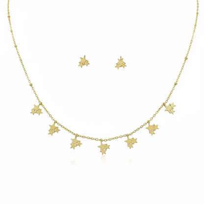 Gold Multi Star Necklace Set