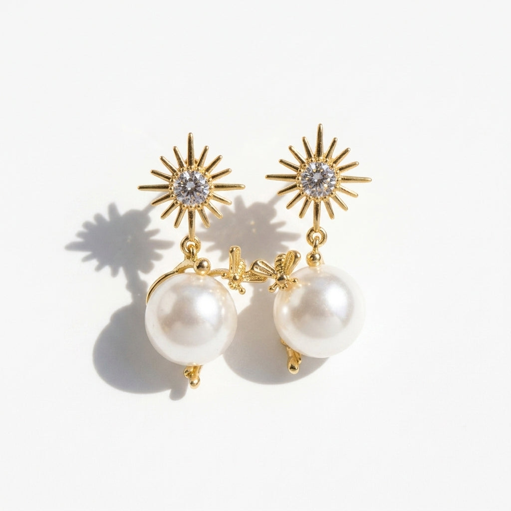 Celestial Pearl Drop Earrings