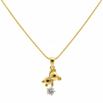 Golden Teddy Charm Necklace