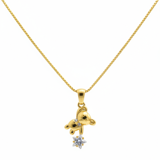Golden Teddy Charm Necklace