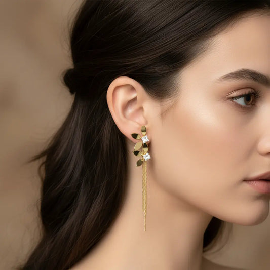 Golden Petal Cascade Earrings