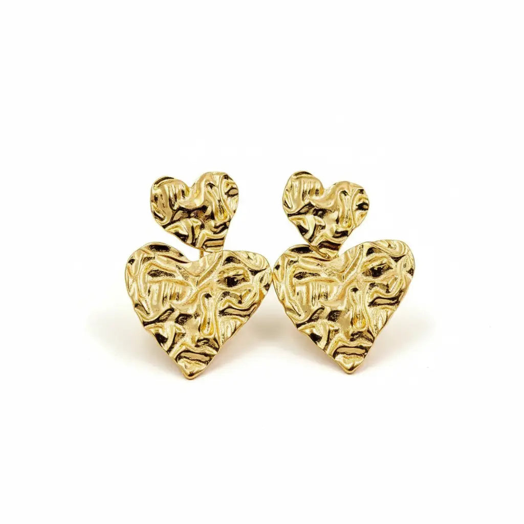 Hammered Heart Drop Earrings