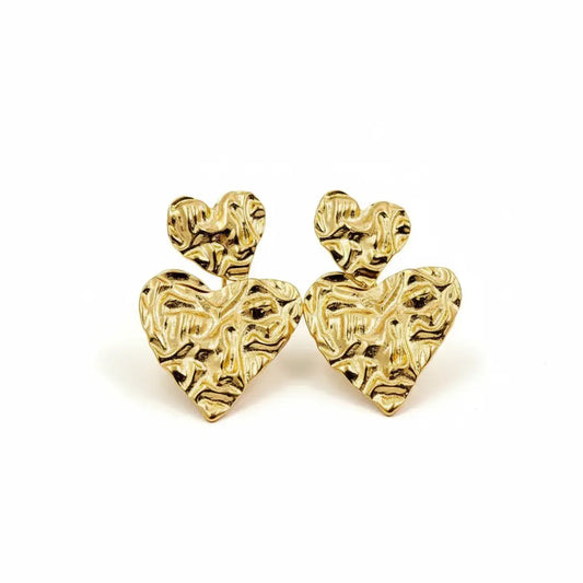 Hammered Heart Drop Earrings