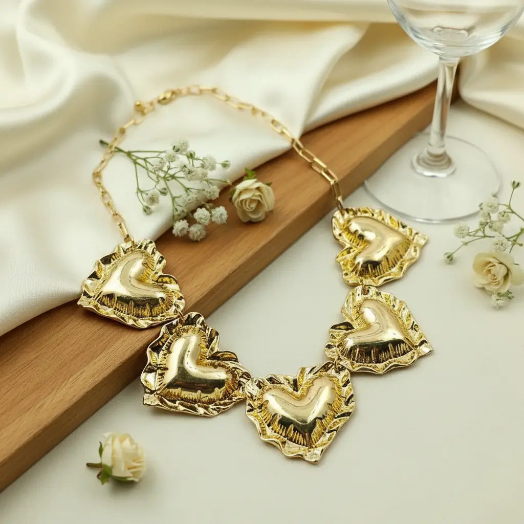 Puffy Heart Statement Necklace