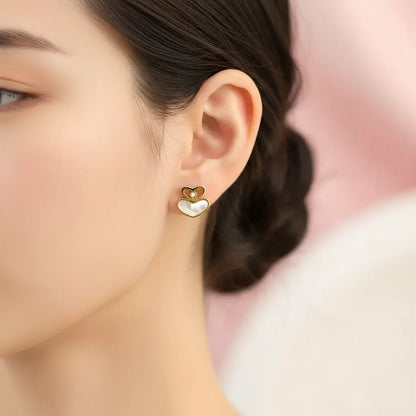 Crowned Heart Stud Earrings