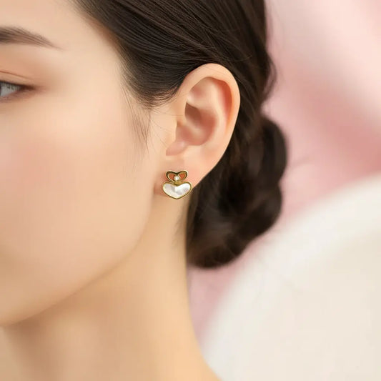 Crowned Heart Stud Earrings