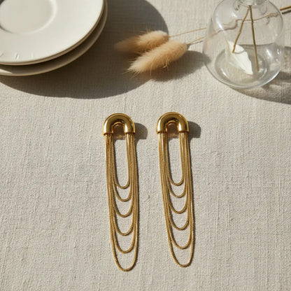 Golden Drape Chain Earrings