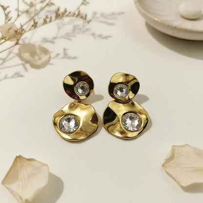 Gold & Crystal Drop Earrings