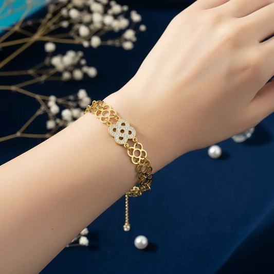 Gilded Infinity Flower Bracelet