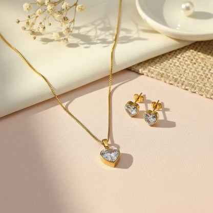 Faceted Heart Pendant Set