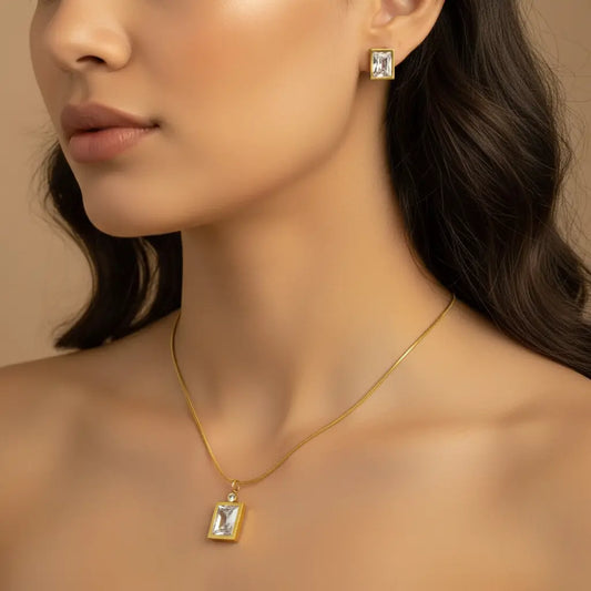 Faceted Cube Pendant Set