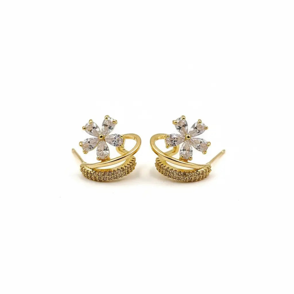 Crystal Flower Hoop Earrings