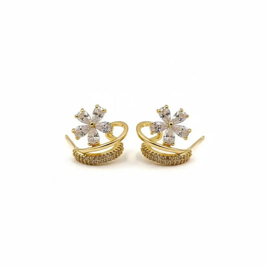Crystal Flower Hoop Earrings