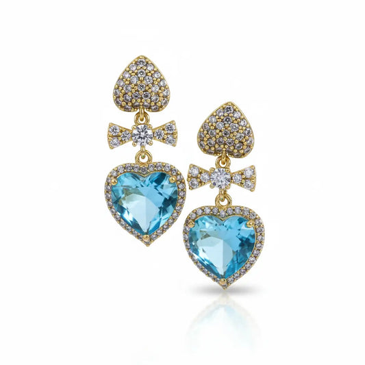 Azure Heart Sparkle Earrings
