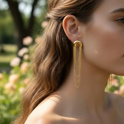 Golden Drape Chain Earrings