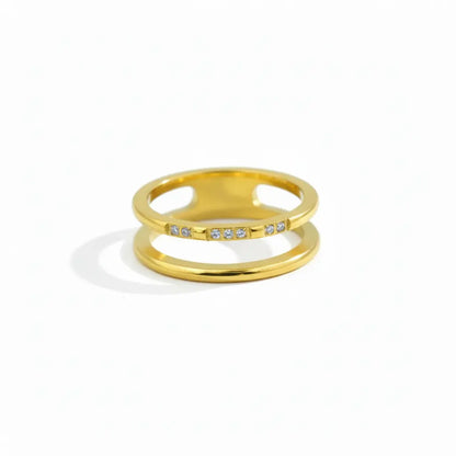 Crystal Double Band Ring