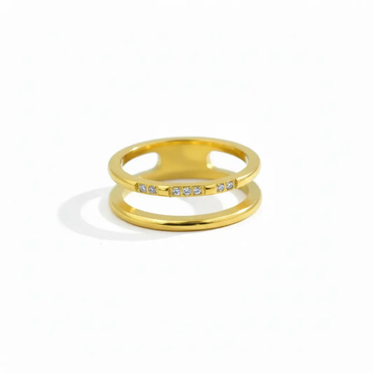 Crystal Double Band Ring
