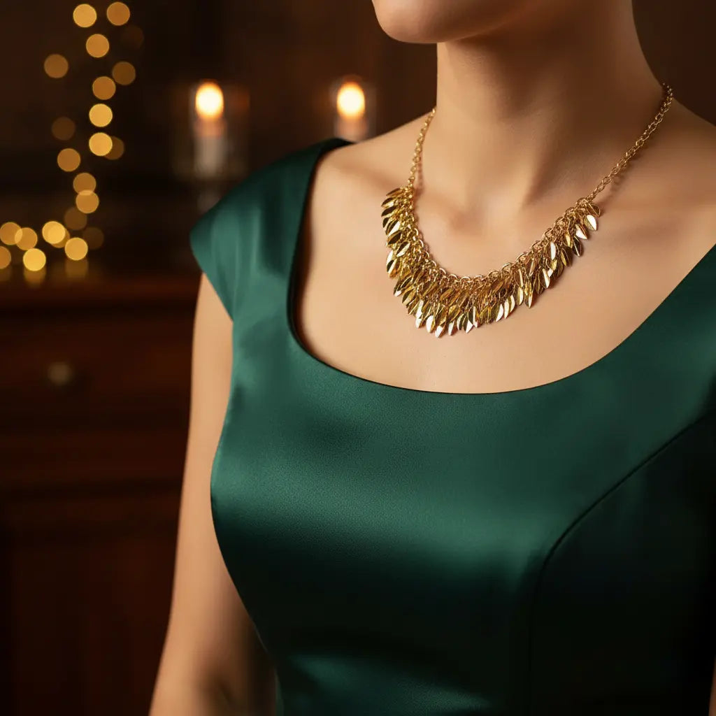 Golden Cascade Tassel Collar Necklace