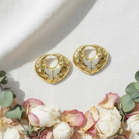 Butterfly Heart Hoop Earrings