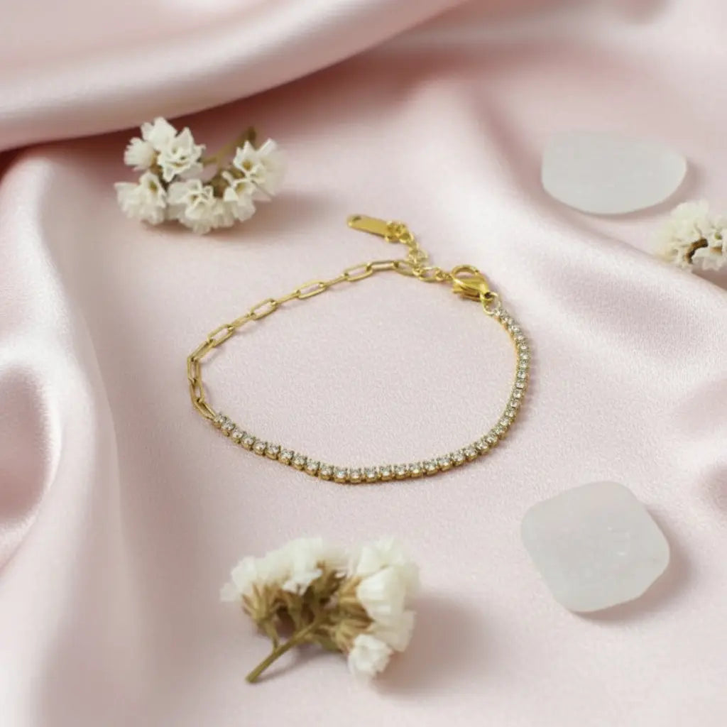 Crystal Paperclip Tennis Bracelet