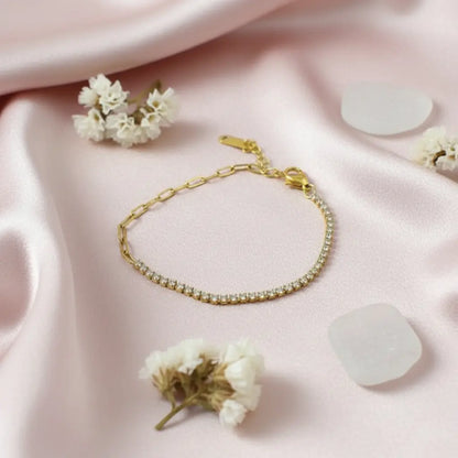 Crystal Paperclip Tennis Bracelet