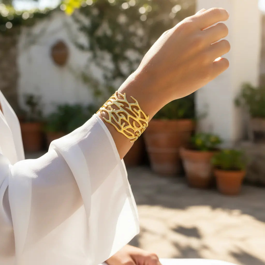 Gold Coral Inspired Statement Cuff