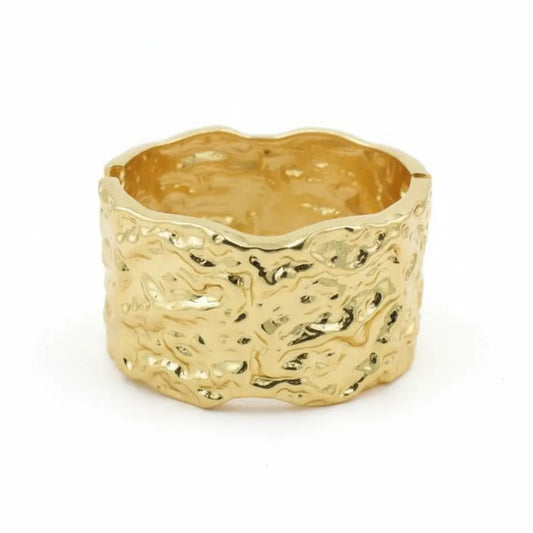 Gold Heavily Textured Wide Cuff