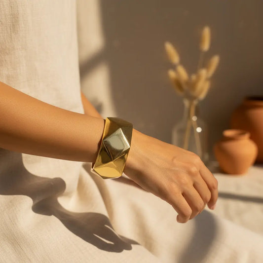 Gold Geometric Prism Bangle
