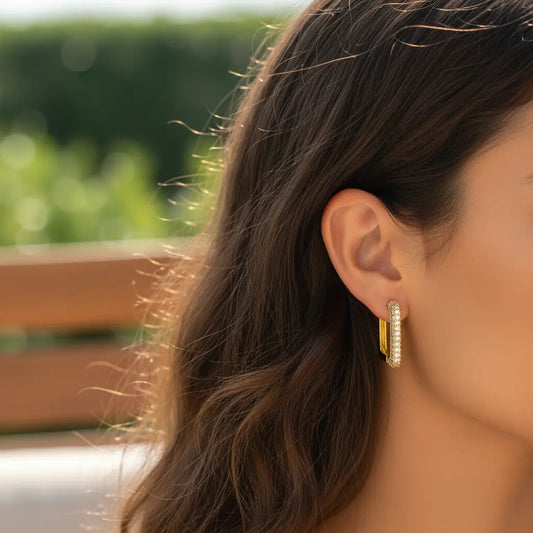 Luxe Edge Pave Hoops