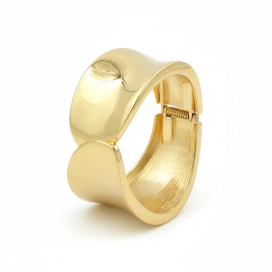 Gold High Sheen Concave Bangle