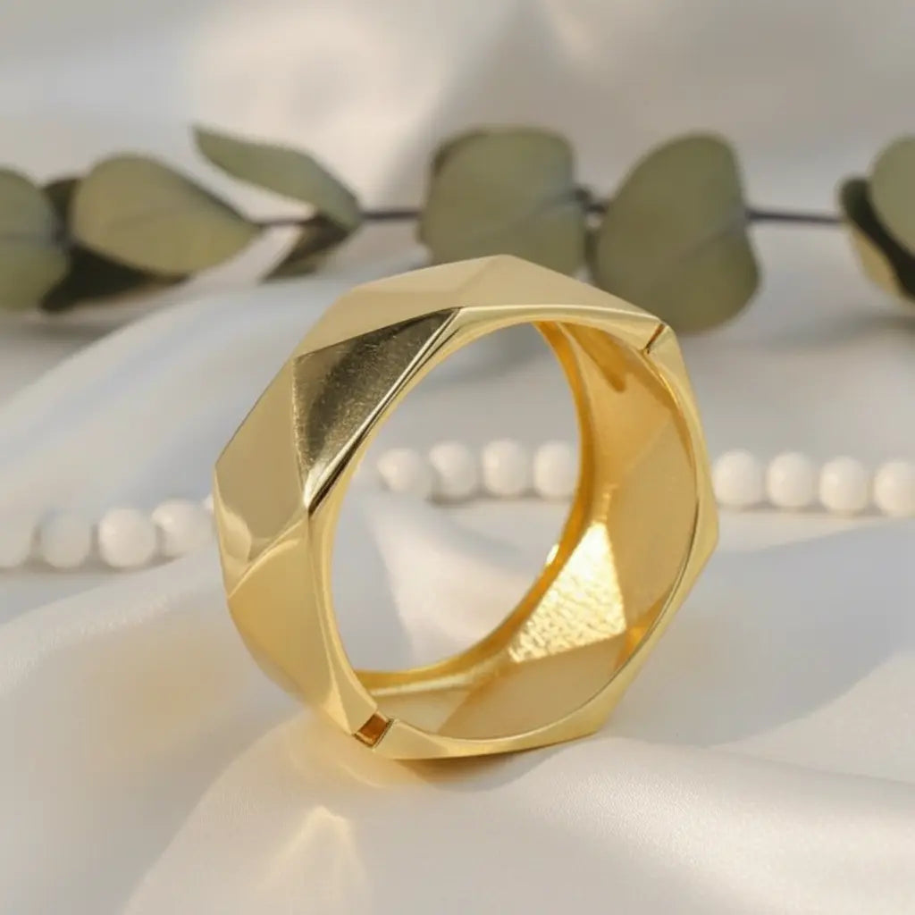 Gold Geometric Prism Bangle