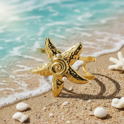Gold Starfish Statement Cuff