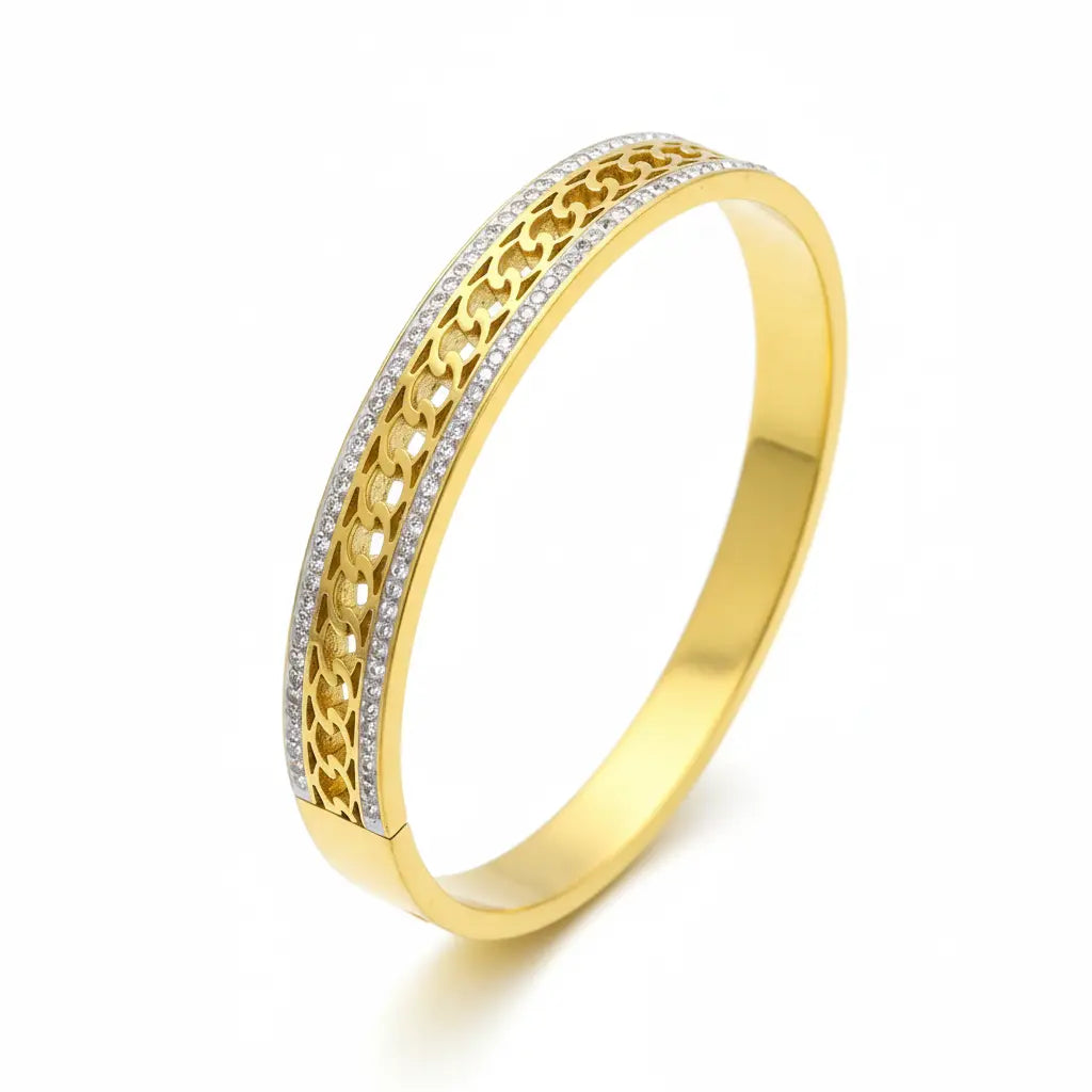 Crystal Encrusted Chain Link Bangle