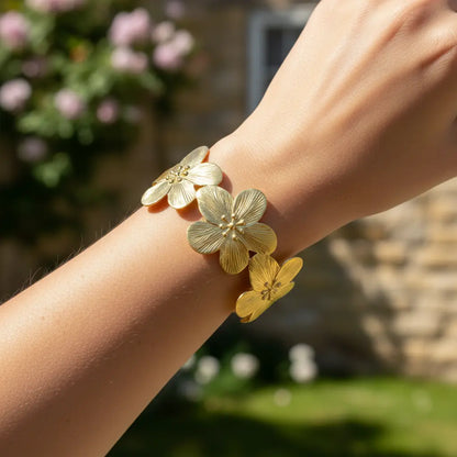 Gold Textured Floral Cuff