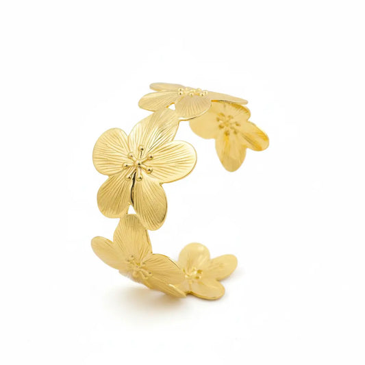 Gold Textured Floral Cuff