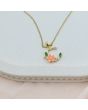 Pink Floral Crescent Necklace