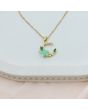 Green Floral Crescent Necklace