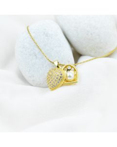 Pavé Pearl Heart Locket