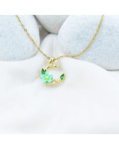 Green Floral Crescent Necklace